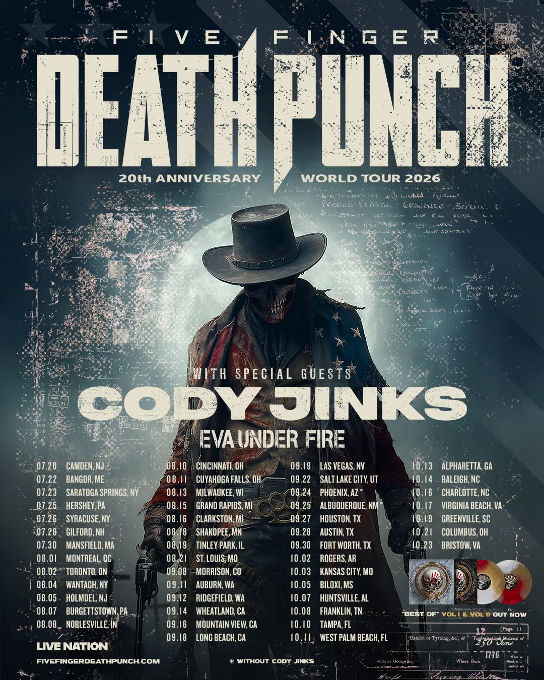 Eva Under Fire 20th Anniversary World Tour Poster 2026